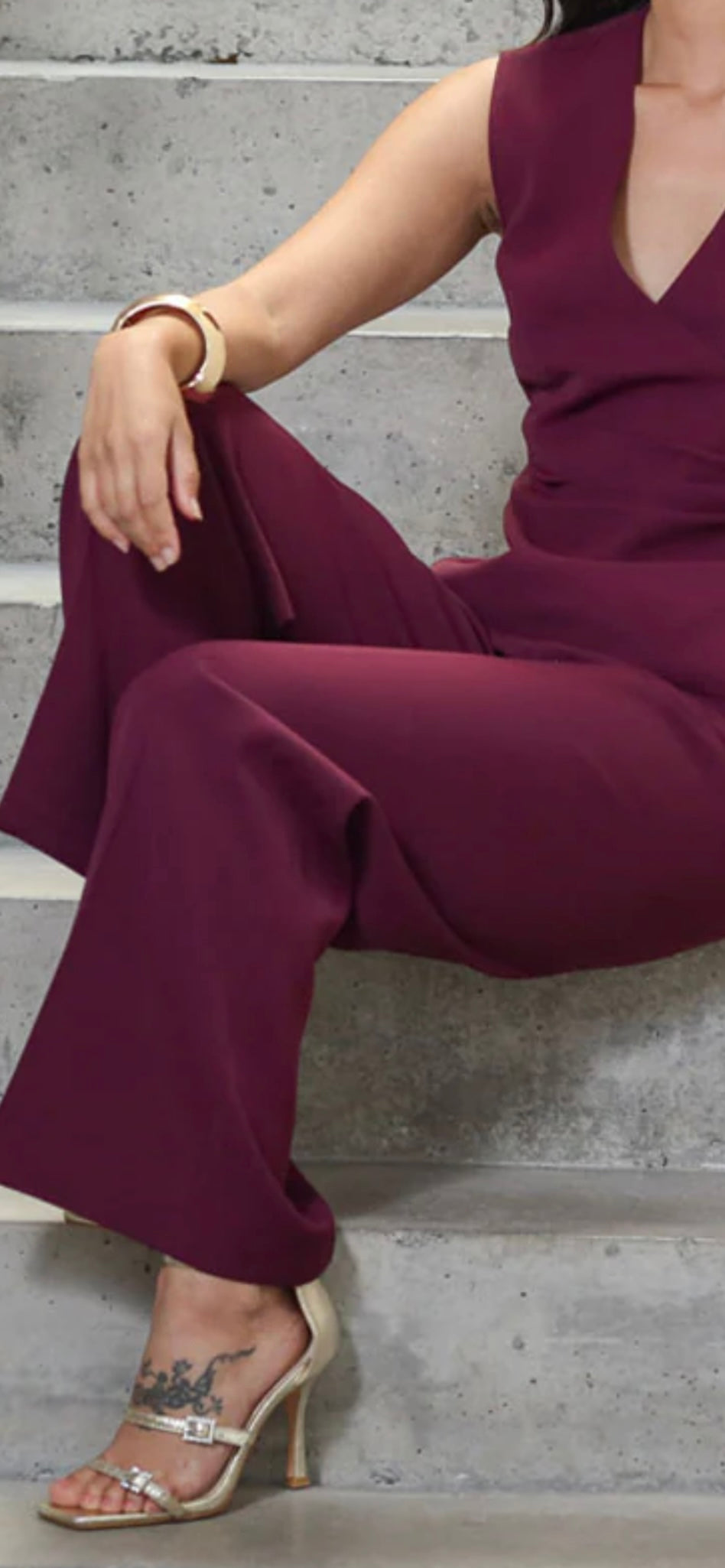 Alyson WideLeg Trouser in Cranberry