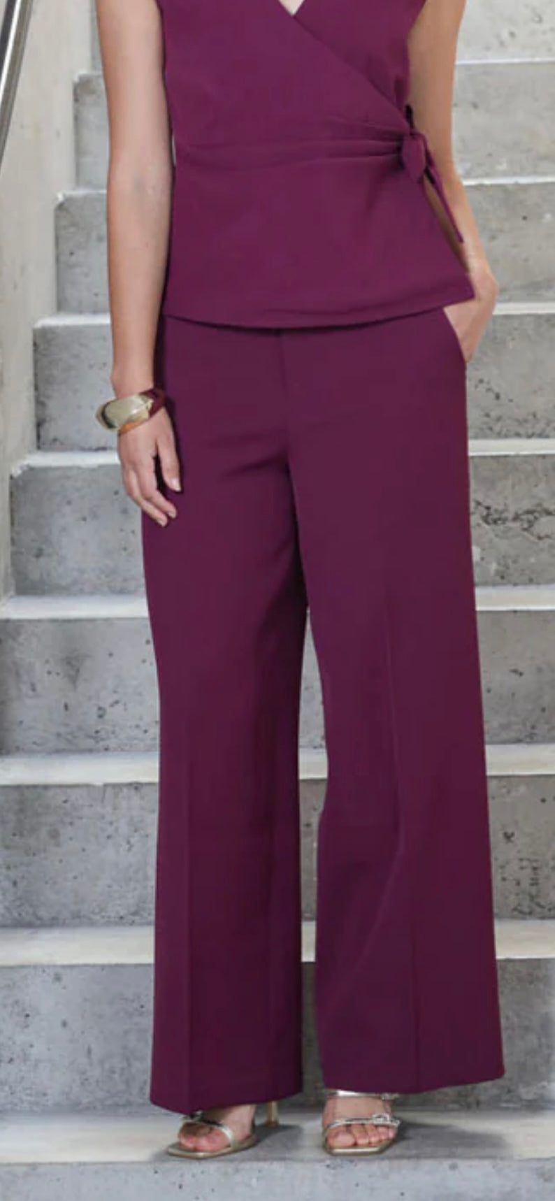 Alyson WideLeg Trouser in Cranberry