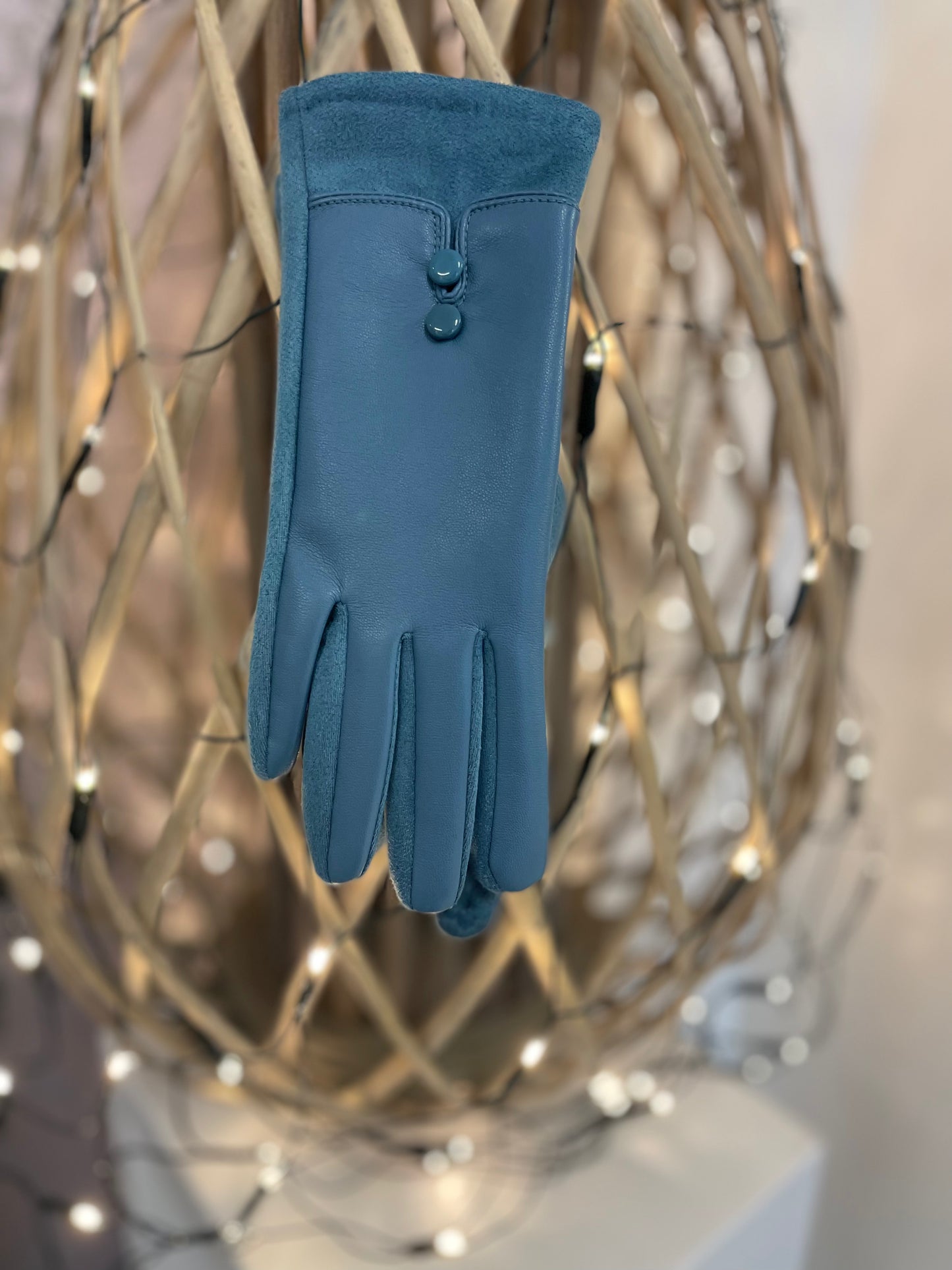 Cornflower Blue Leather Gloves