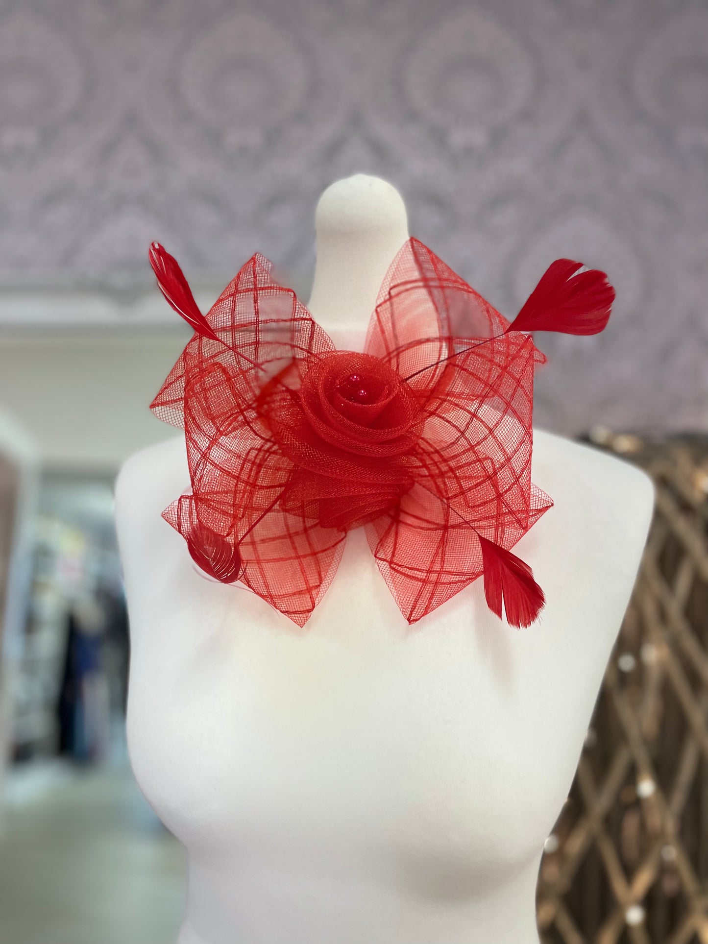 Medium Sized Red Fascinator
