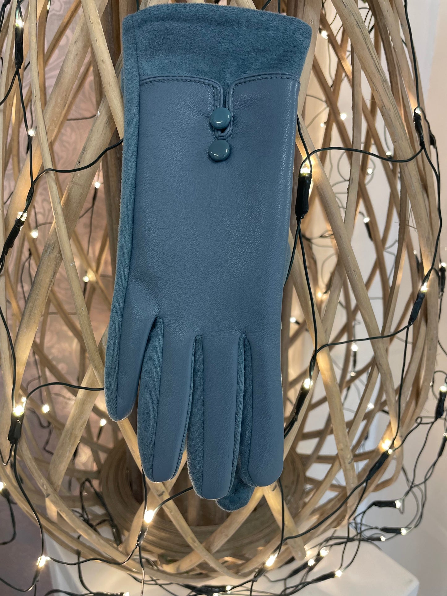 Cornflower Blue Leather Gloves