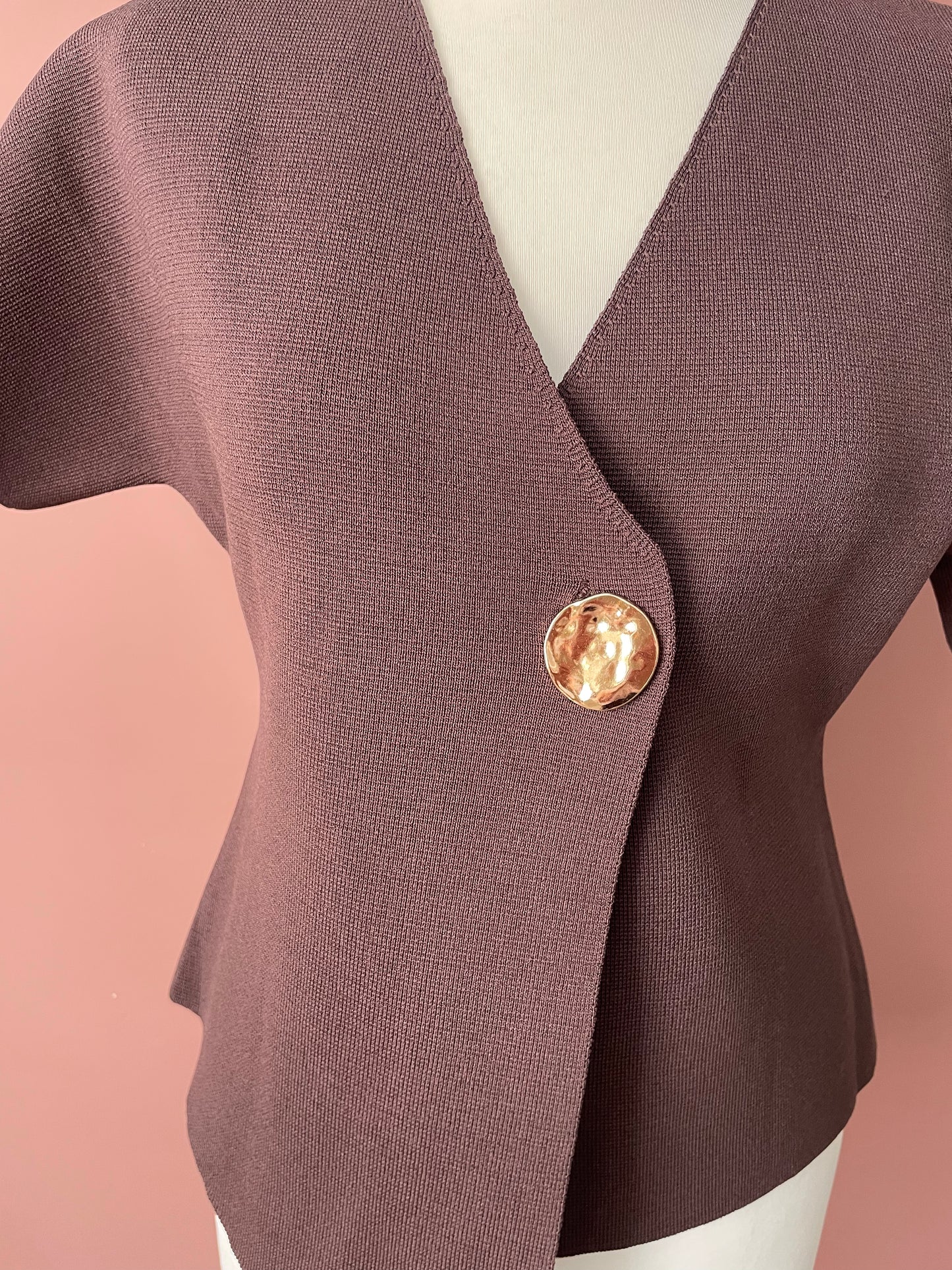 Asymmetrical Chocolate n Gold Button Waistcoat