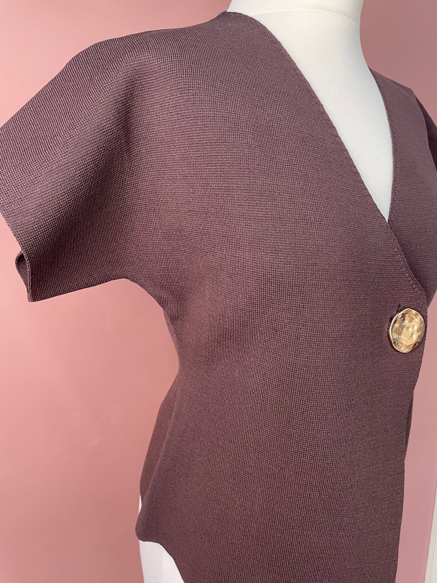 Asymmetrical Chocolate n Gold Button Waistcoat