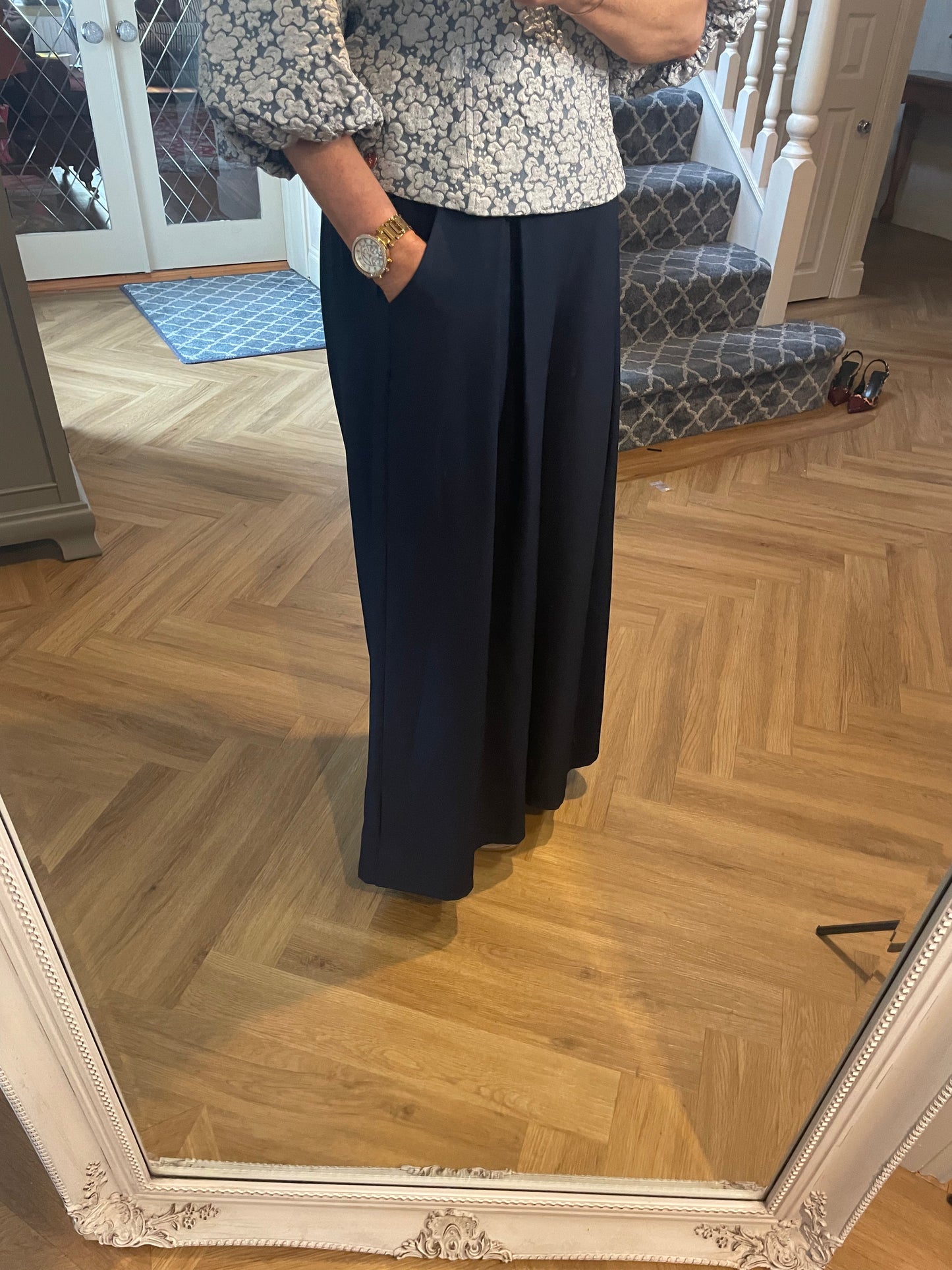 Navy Wide Leg Trouser