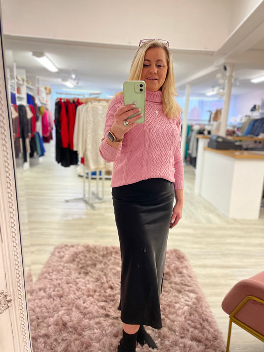 Lily & Ruby Pink Cable Knit Polo