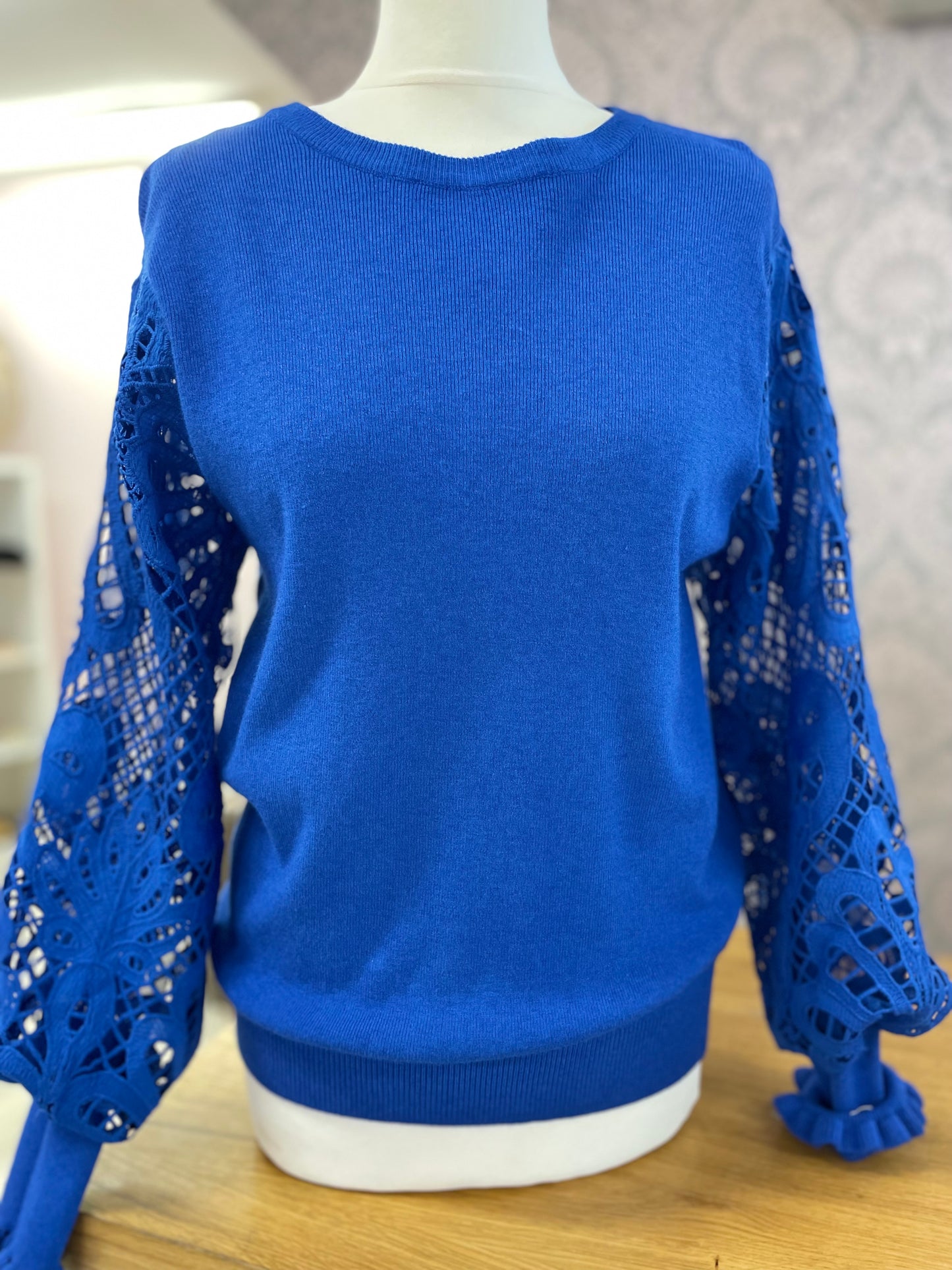 Royal Blue Lace Sleeve Jumper