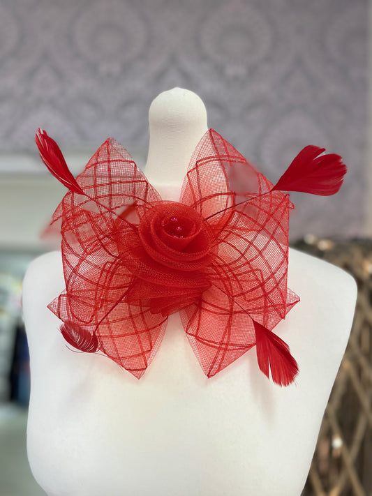 Medium Sized Red Fascinator