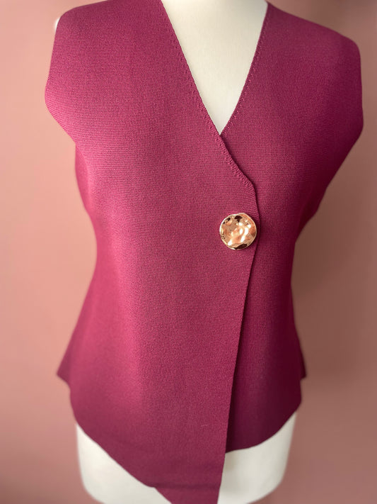 Burgandy One size Asymmetrical Waistcoat