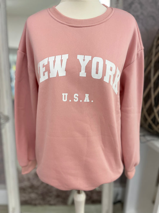 New York pink sweatshirt