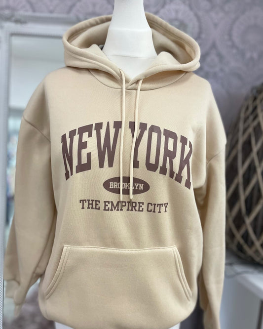 Beige New York Hoodie